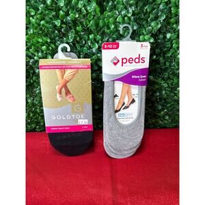 Bundle of New Peds Socks Gold Toe Sock Liners Low Socks Womens Socks Gray Black